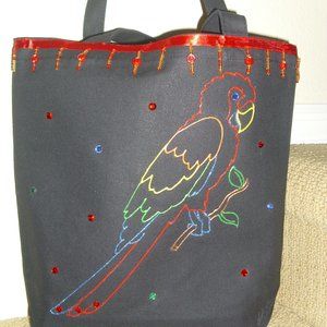 2/$25 NEW Handpainted Embellished Sturdy Canvas Tote Bag